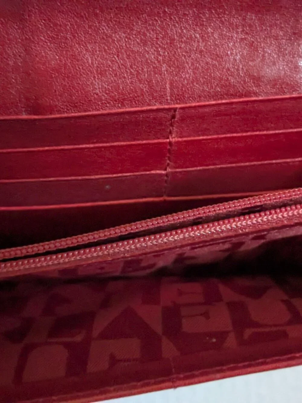 Vintage FURLA Made In Italy Red Leather Clutch Wallet